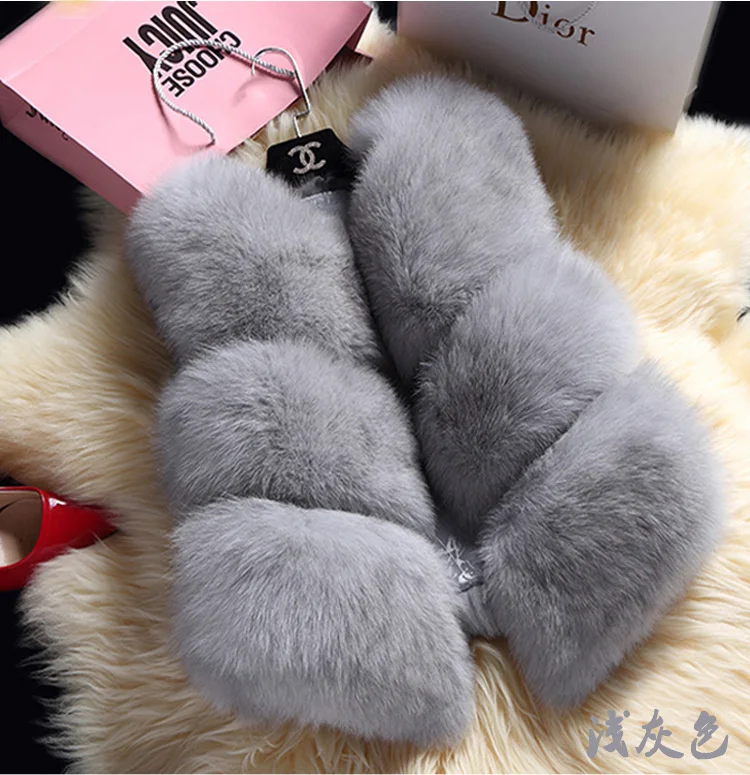 ICCLEK 2019 new imitation fox hair stitched Pu fur vest short rabbit hair vest waistcoat large women's special price
