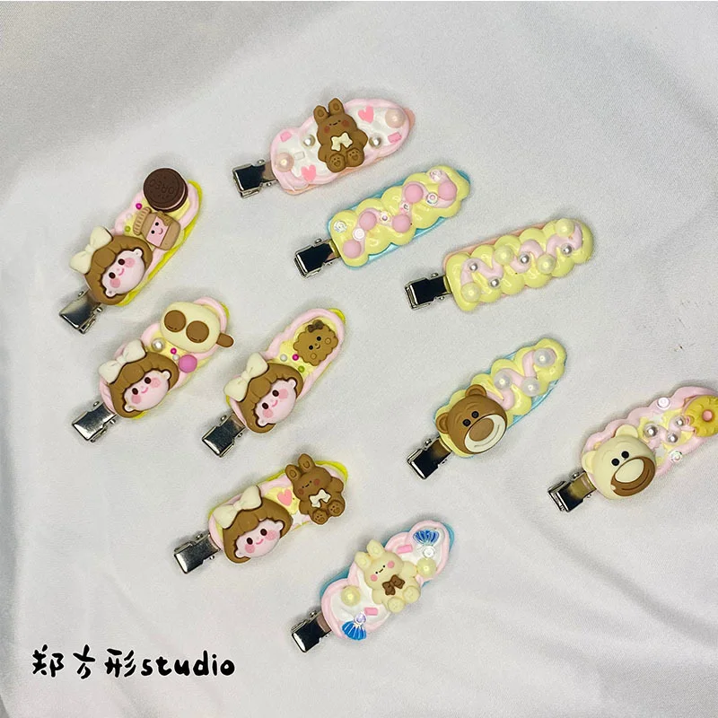 

Клейкая заколка для волос ручной работы, готовая Женская бесшовная заколка для волос «сделай сам», милая детская заколка для волос с мультя...