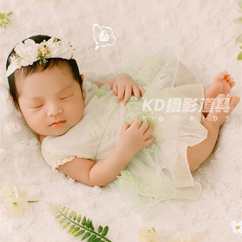 Newborn Photography Props for Baby Girl Lace Blanket Outfit Bunny Headband Floral Theme Set Fotografia Studio Shoot Photo Props enlarge