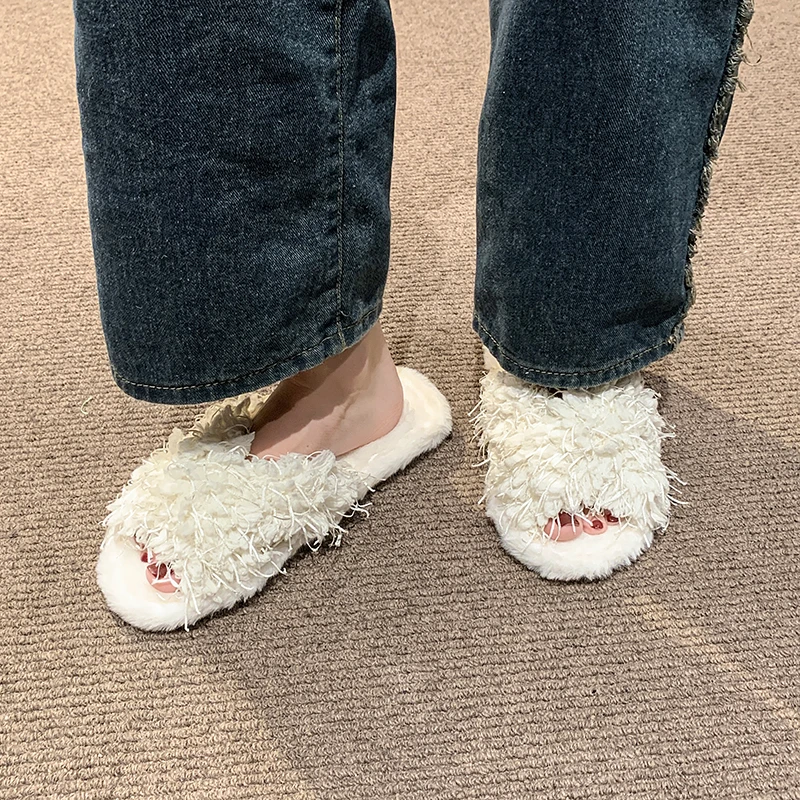 Новинка Осень-зима 2024 женские повседневные и удобные плюшевые тапочки без