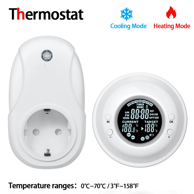

110/220V Thermostat Wireless LCD Digital Temperature Controller Programmable Smart Socket Plug-in Thermostat EU/US/UK Plug