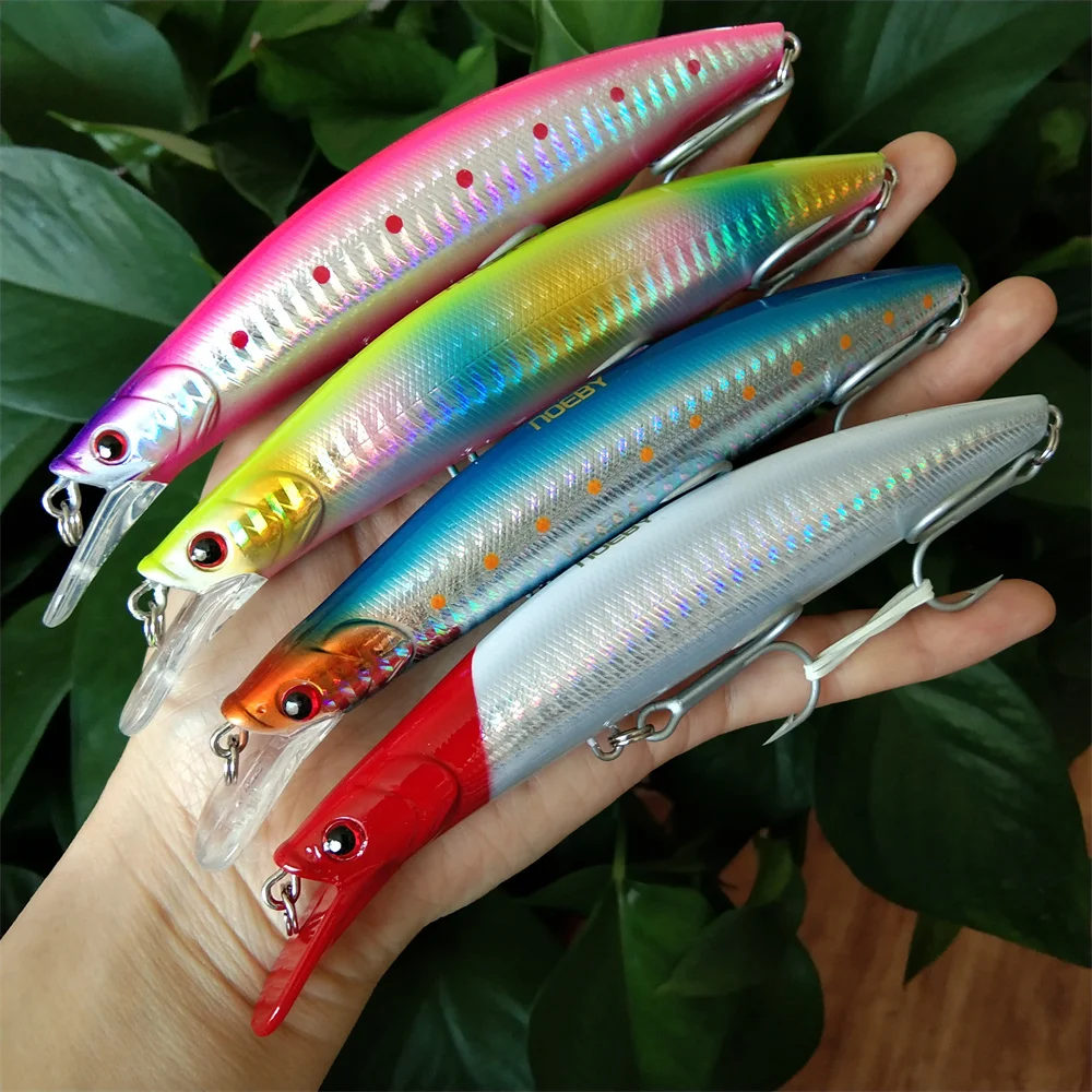 

NOEBY 4PCS Suspending Minnow 135mm 30g Artificial Hard Baits Long Casting Wobbler for Bass Pike Jerkbait Fishing Lures