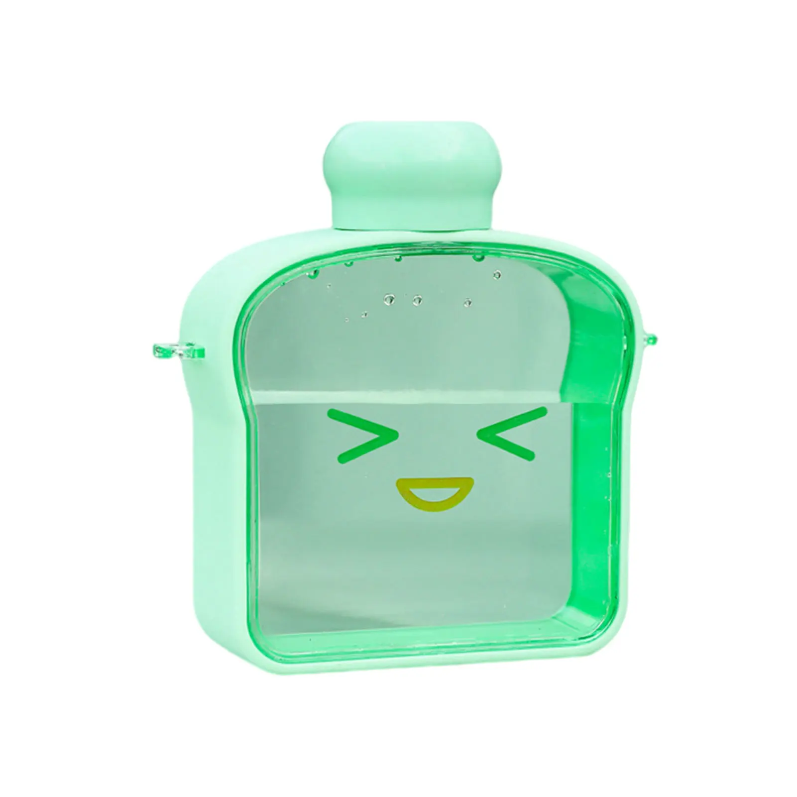 

400ML Portable Water Bottle Bread Shape Drinking Cup Cute Flat Water Bottle Half-Transparent Adjustable Strap Design Stylish