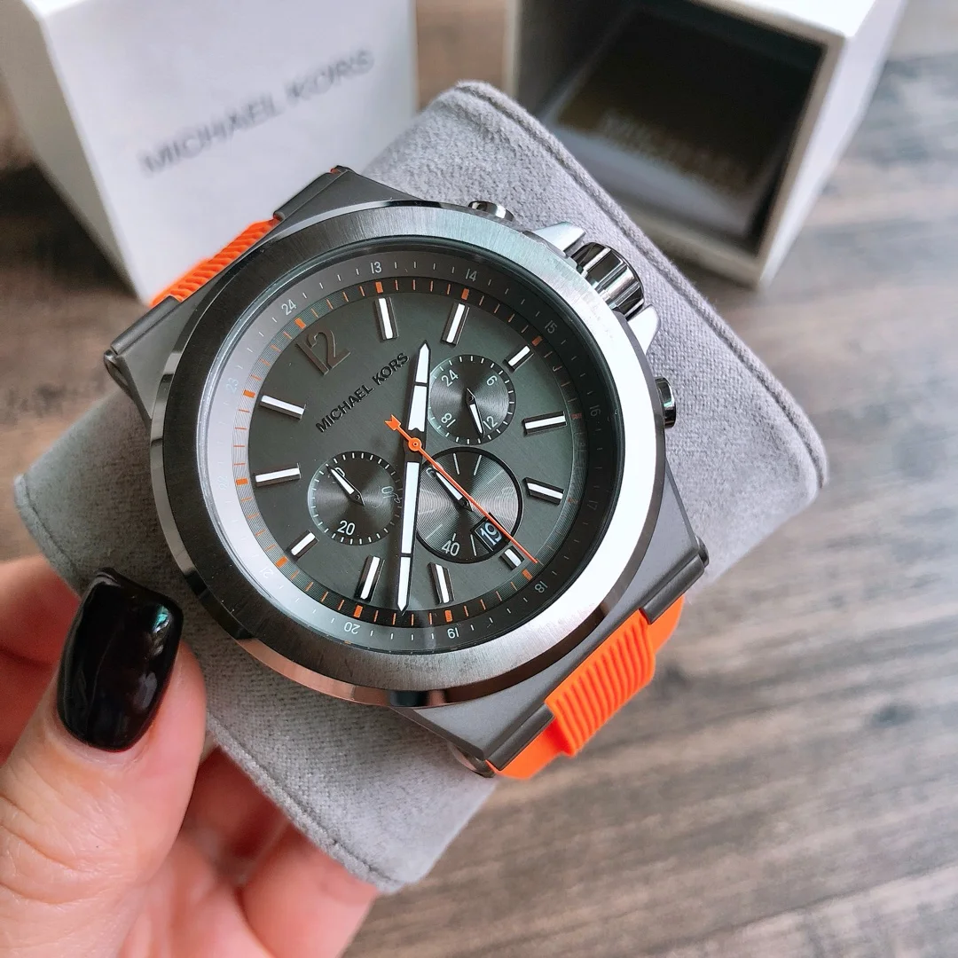 Фото Мужские наручные часы Michael Kors высокого качества MK-8296, водонепроницаемые модные кварцевые часы из нержавеющей стали, многофункциональный хронограф №2