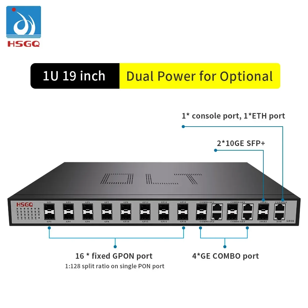 ftth оборудование Triple-Play 16-портовый GPON OLT 1U с чипсетом Broadcom для решения FTTH