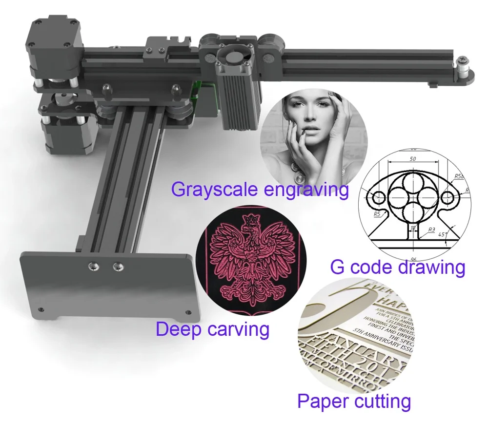 small mini custom printer ball pen desktop portable silver leather wood metal rubber laser engraving machine enlarge
