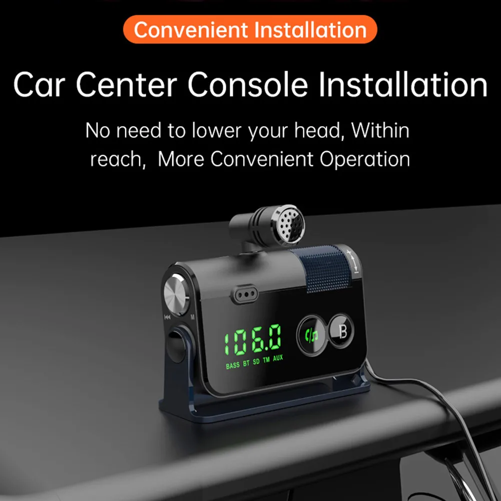 

BC73 QC3.0+PD USB Charger 18W Car Kit FM Transmitter Handsfree W/ Removable Mic Car Accessories High Quality FM Transmitter