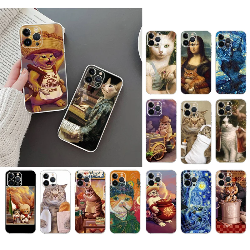 

Phone Case For iphone 14 Pro Max 13 12 11 Pro Max XS XR X 12 13 mini 7 8 14 Plus 7 8 SE Mexican Cat Art Case Funda