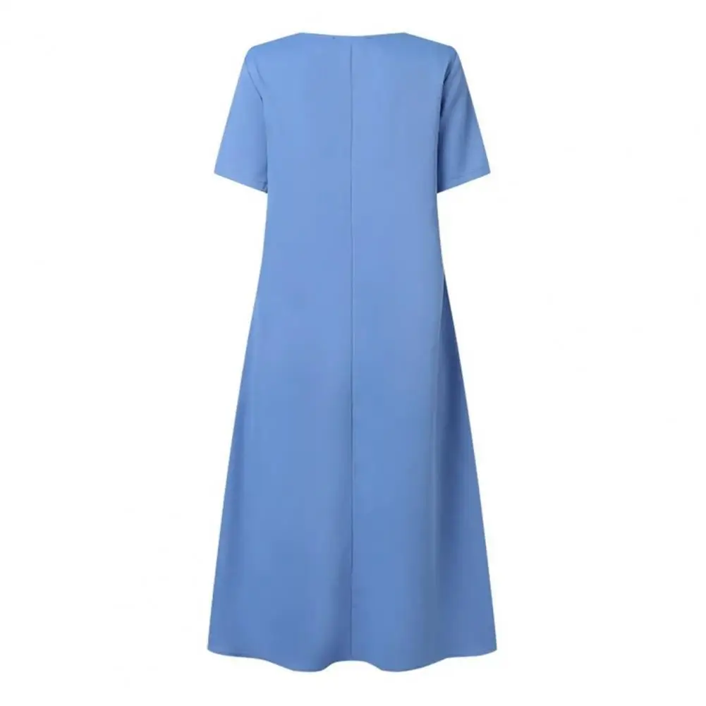 

Sweet Women Dress Pleated Casual Lady Summer Dress Simple Style Summer Midi Dress