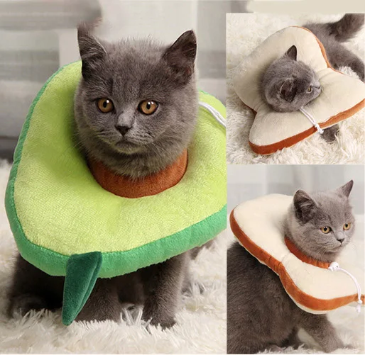 

Soft Toast Avocado Shaped Cotton Pet Elizabethan Collar Dog Cat Adjustable Wound Healing Collar Prevent Bite Neck Ring For Pets