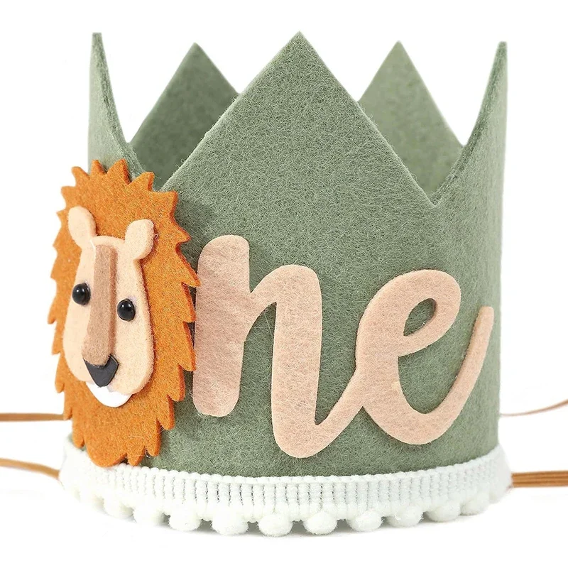 MOONBIFFY Фетровые шапки с короной льва для детей
