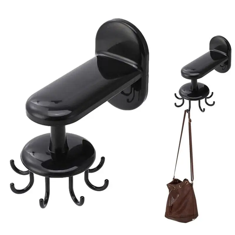 

Rotatable Hook Hanger 360 Rotatable Self-Adhesive Wall Mount Hook Hanger With 8 Hooks Multifunctional Wall Shelf Hooks For Organ
