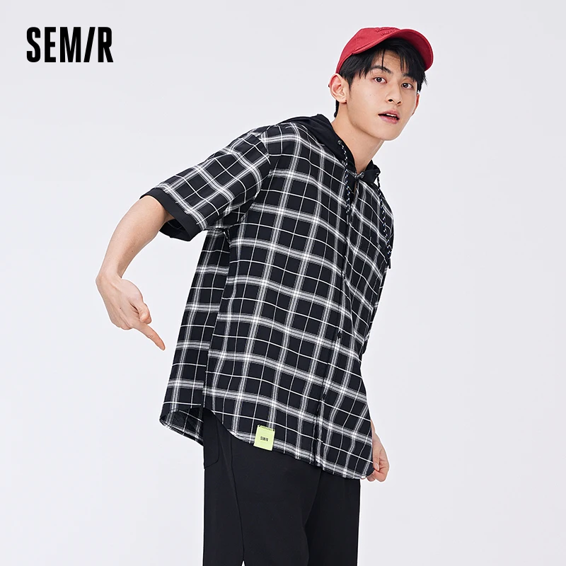 

Рубашка Semir мужская с коротким рукавом, Классический Клетчатый Свободный Топ с капюшоном для мальчиков, новая академия, лето 2023