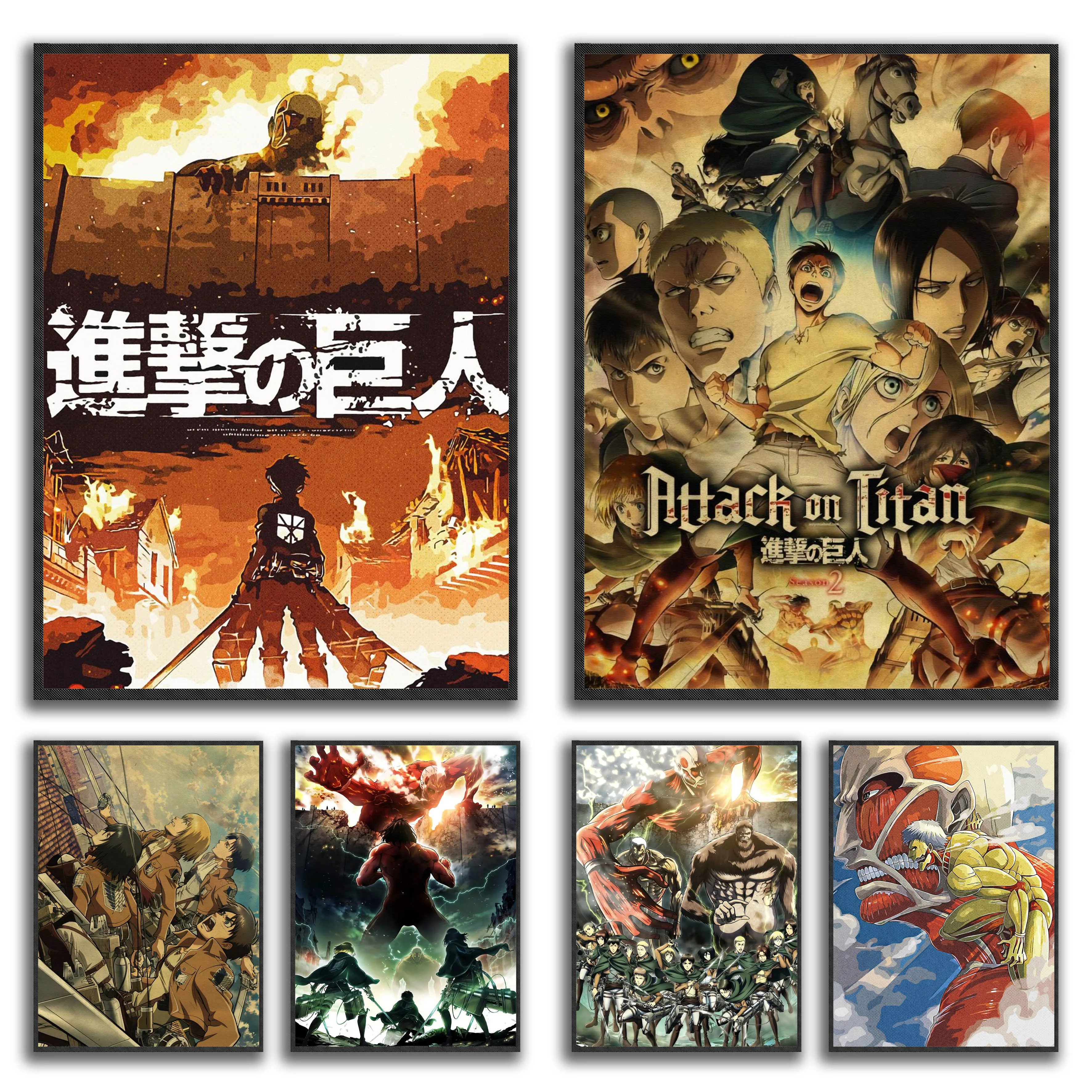 

Classic Japanese Anime Attack on Titan Home Decor Bedroom Bar Cafe Mural Wall Art Posters Anime Figure Canvas Painting