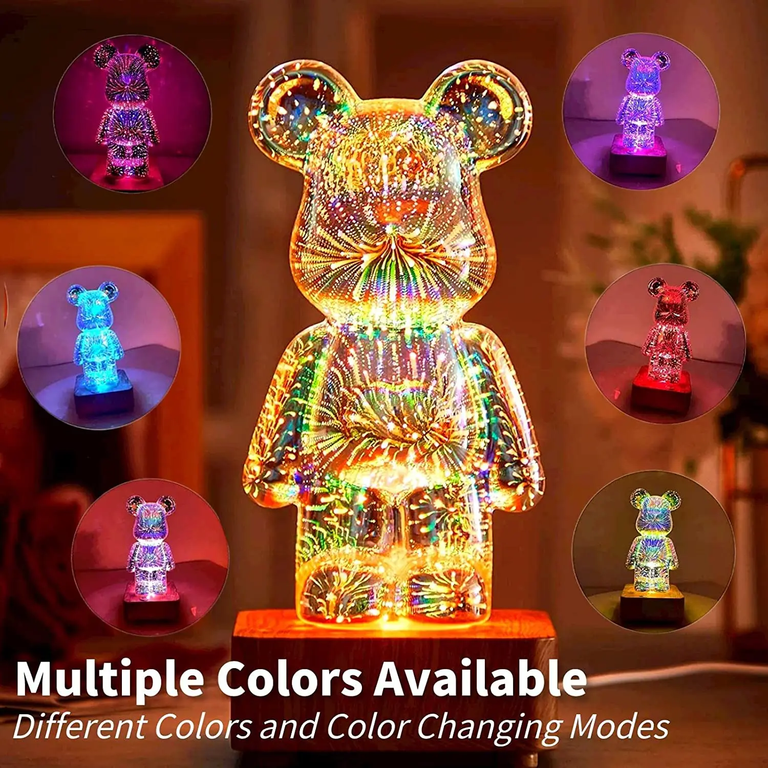 

LED Bear Fireworks Night Light USB Projection Suitable for Color Changing Environments in Children's Bedroom Decoration