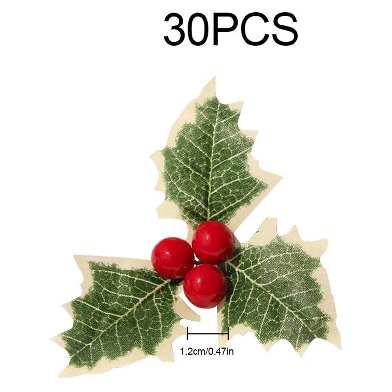 Install Simulation Green Leaf Holly Berries Berry Wedding Wreaths Craft Party Decorations 30 Pieces |
