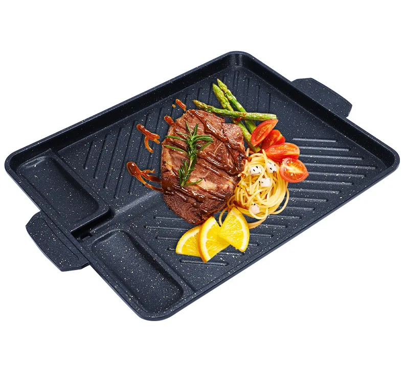Barbecue Grill Pan Nonstick Portable Omelette Pan Korean Style Grilling Pan for BBQ Cooking Picnic Outdoor Indoor Camping