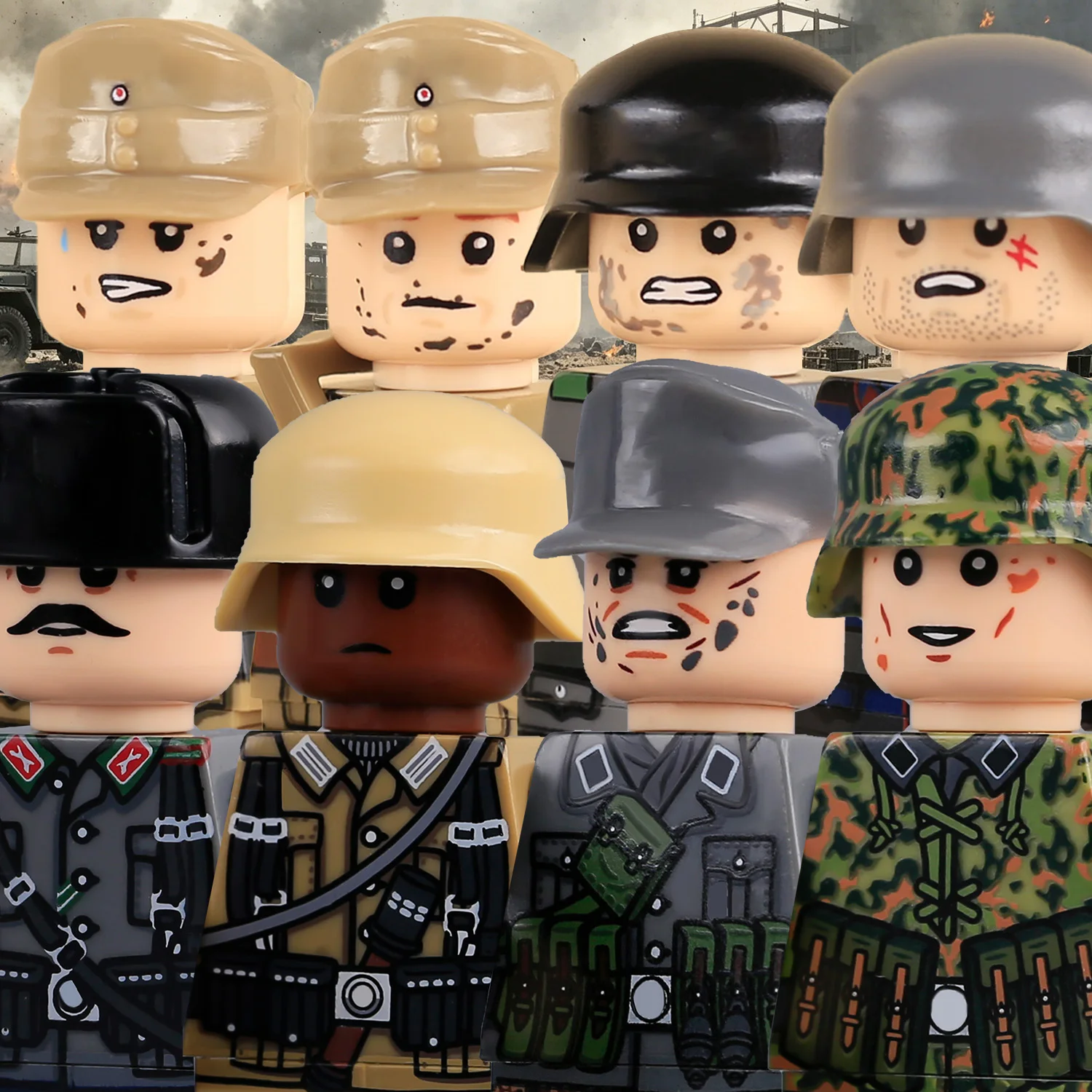 Фото Конструктор MOC: Фигурки солдат ВМВ, инженеров и командиров, лейтенантов, военная пехота, оружие, камуфляж, игрушки из кирпичиков №1