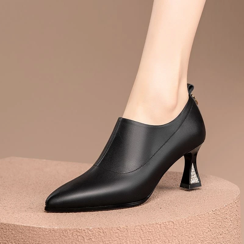 

Size 33-43 Comfortable Soft Genuine Leather High Heel Shoes Spring Fashion High-End Business Office Work Women Heels Shoes