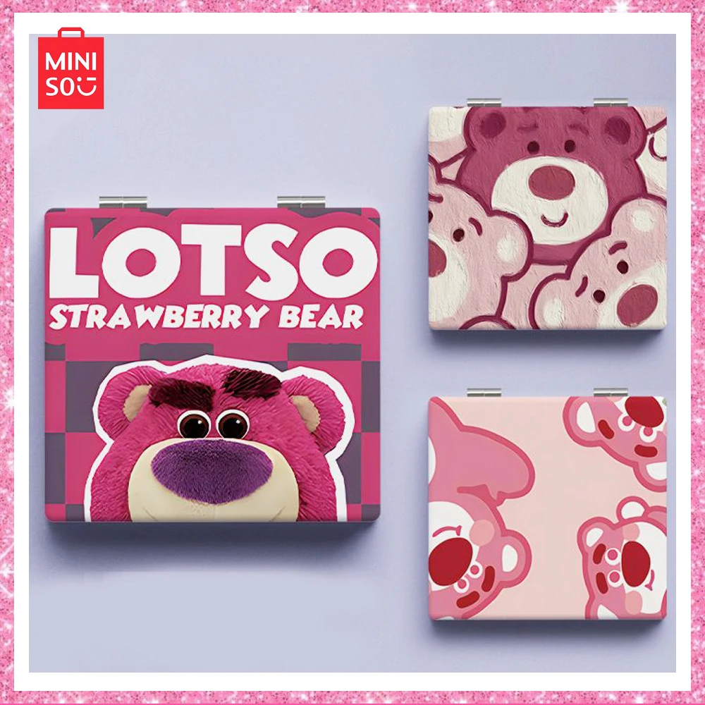 Новинка 2024 г. милое складное маленькое зеркало Miniso Lotso с мультипликационным