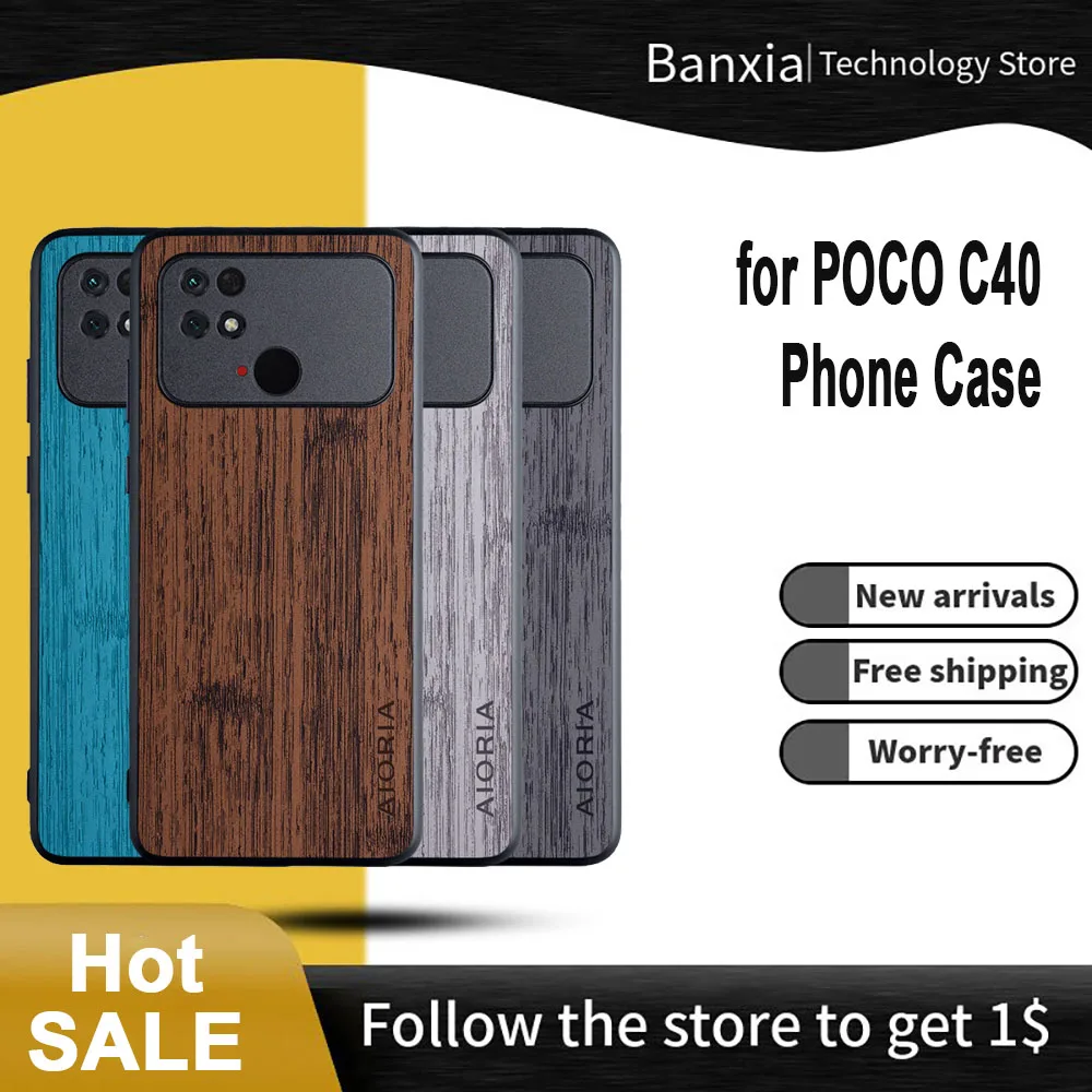

New Phone Case for Xiaomi Poco C40 Bamboo Wood Pattern Leather Phone Cover for Xiaomi Poco C40 Case Phone Cover Flip Case