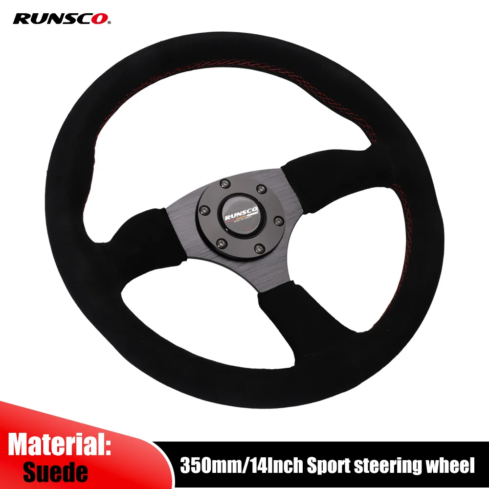 

14Inch 350mm Sport Steering Wheel Suede Leather Drift Car Racing Game Pc Steering Wheel