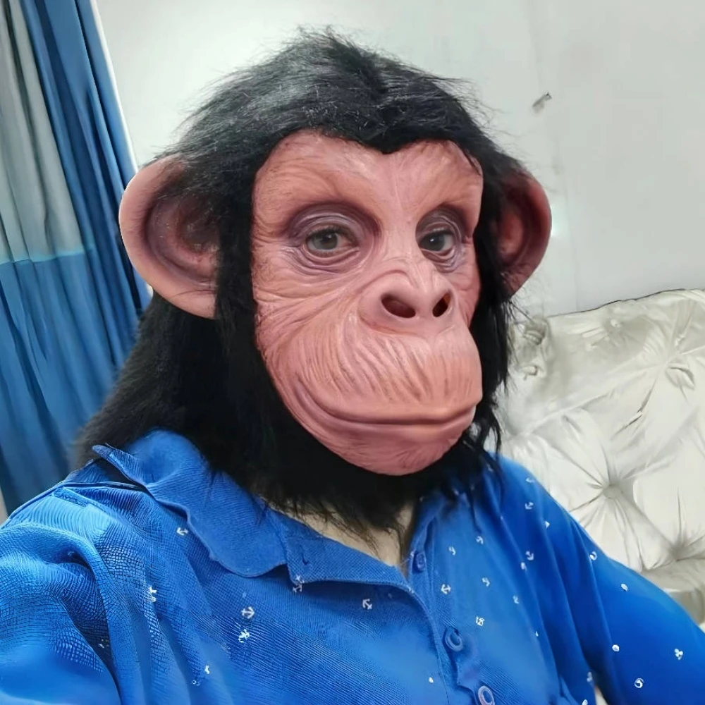 Маска животного яркая маска обезьяны с париком латексный реквизит для костюма