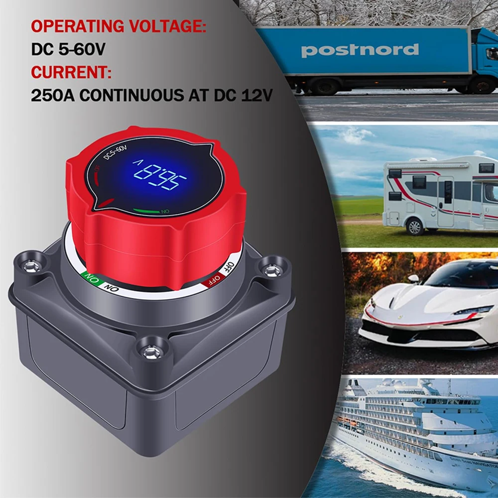 Выключатель аккумулятора с вольтметром главный изолятор постоянного тока 5-60 В