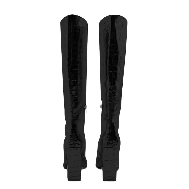 Dovereiss 2023Fashion Female Gold Silver Stilettos Heels  Zipper Winter Sexy New Square To Knee High Boots  Big Size 40 41 42 43