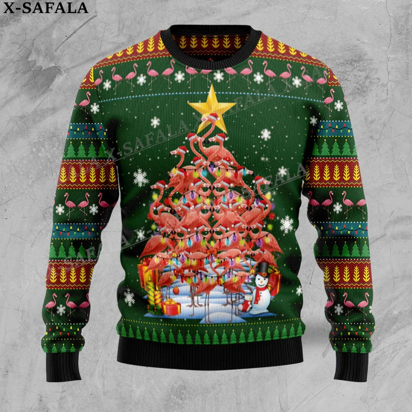 Смешные свитера в виде фламинго веселые Джемперы на Хэллоуин и Рождество