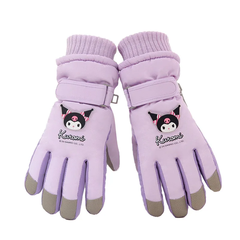 Детские лыжные перчатки Kuromi с пятью пальцами утолщенные защитные Sanrios от холода