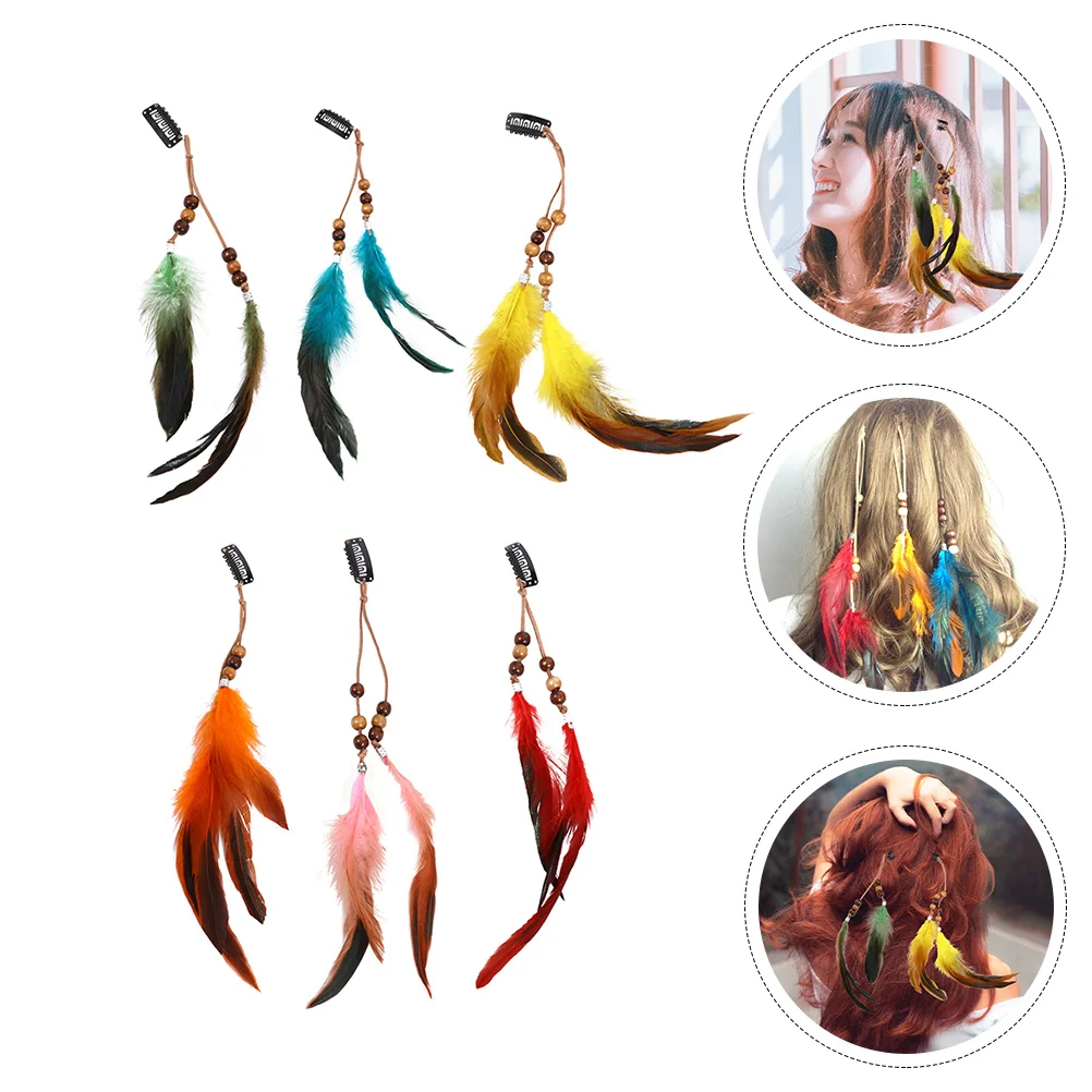 

Hair Clip Bohemian Clips Hairpin Braid Accessories Barrette Rope Style Rooster Kit Roach Tinsel Extension Head Costume American