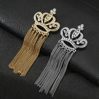 gold crown fringe brooch pin badges high quality metal lapel pin for suit coat hats accessories fashion party gift