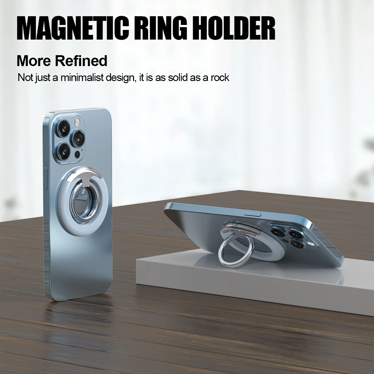 Metal Desktop Bracket Magnetic Suction Phone Ring Bracket Zinc Alloy Material Ultra-thin Phone Holder