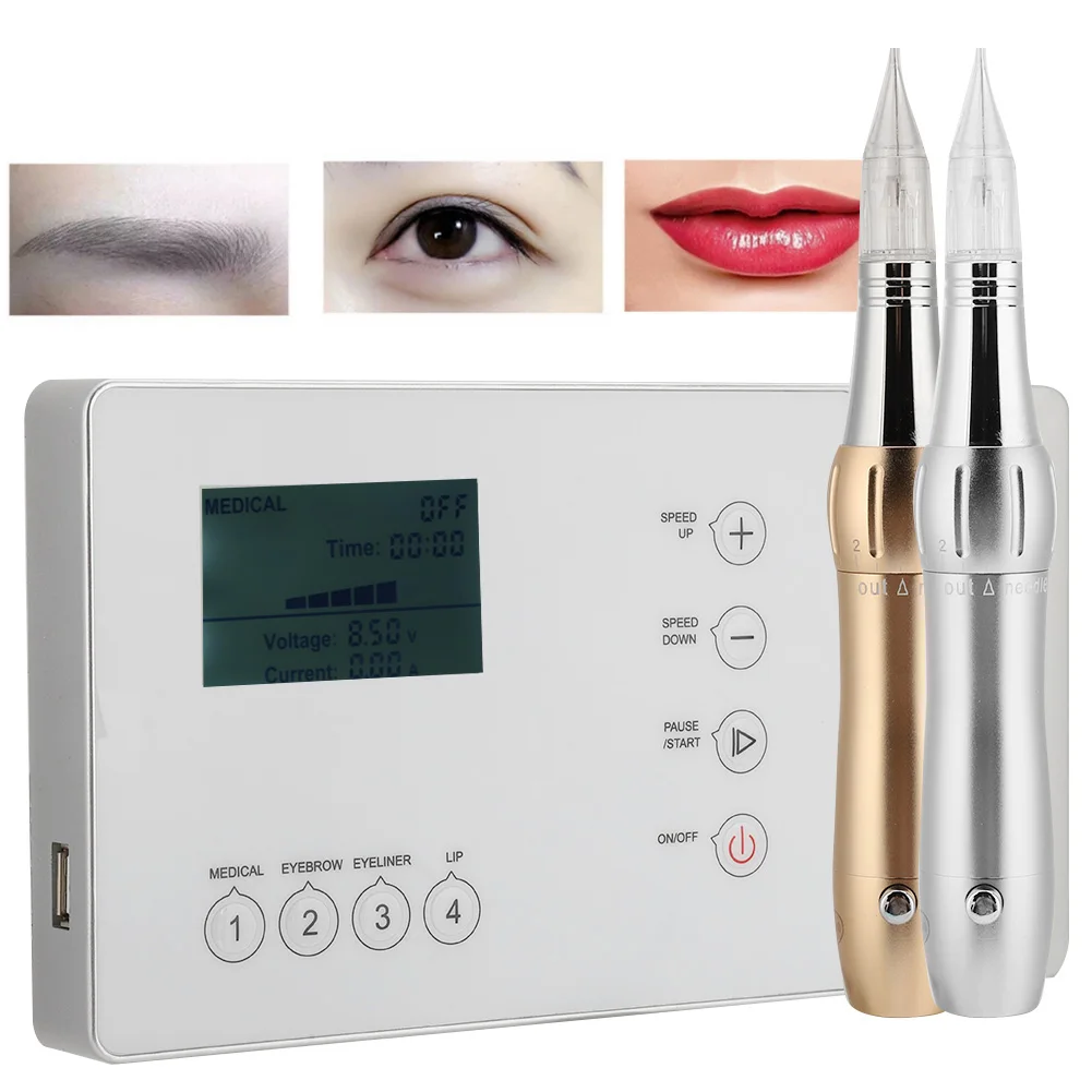 MTS Electric Coreless Tattoo Machine Semi-Permanent Fog Eyebrow Eyeliner Drift Lip Tattoo Beauty Instrument US Plug 100-240V New