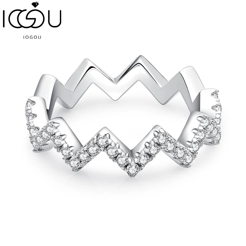

IOGOU 0.38CT круглый D цветной Муассанит Половина Вечности браслет 925 пробы Серебряное кольцо для женщин подарок для помолвки с сертификатом GRA