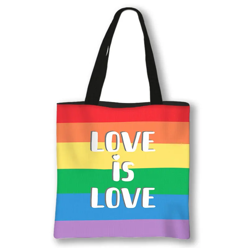 

New Rainbow Lips Handbag Fashion Pride Lgbt Gay Canvas Tote Bag Shoulder Bag Love Is Love Tote Bag Travel Pansexual Shopping Bag
