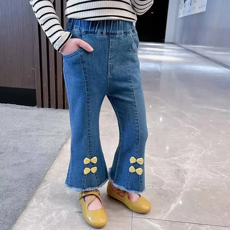 Children's Jeans Spring and Autumn Clothing New Korean Flared Pants For Girls Baby Jeans Children's Denim Trousers
