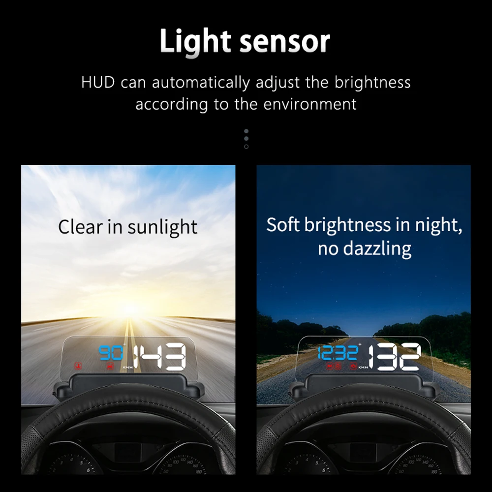 C500 Auto OBD2 HUD Проекционный дисплей OBD Лобовое стекло Автомобильный спидометр Проектор Цифровые аксессуары Скорость автомобиля Проектор KMH MPH (art.: 3920cd3e3f473) - 3920cd3e3f473