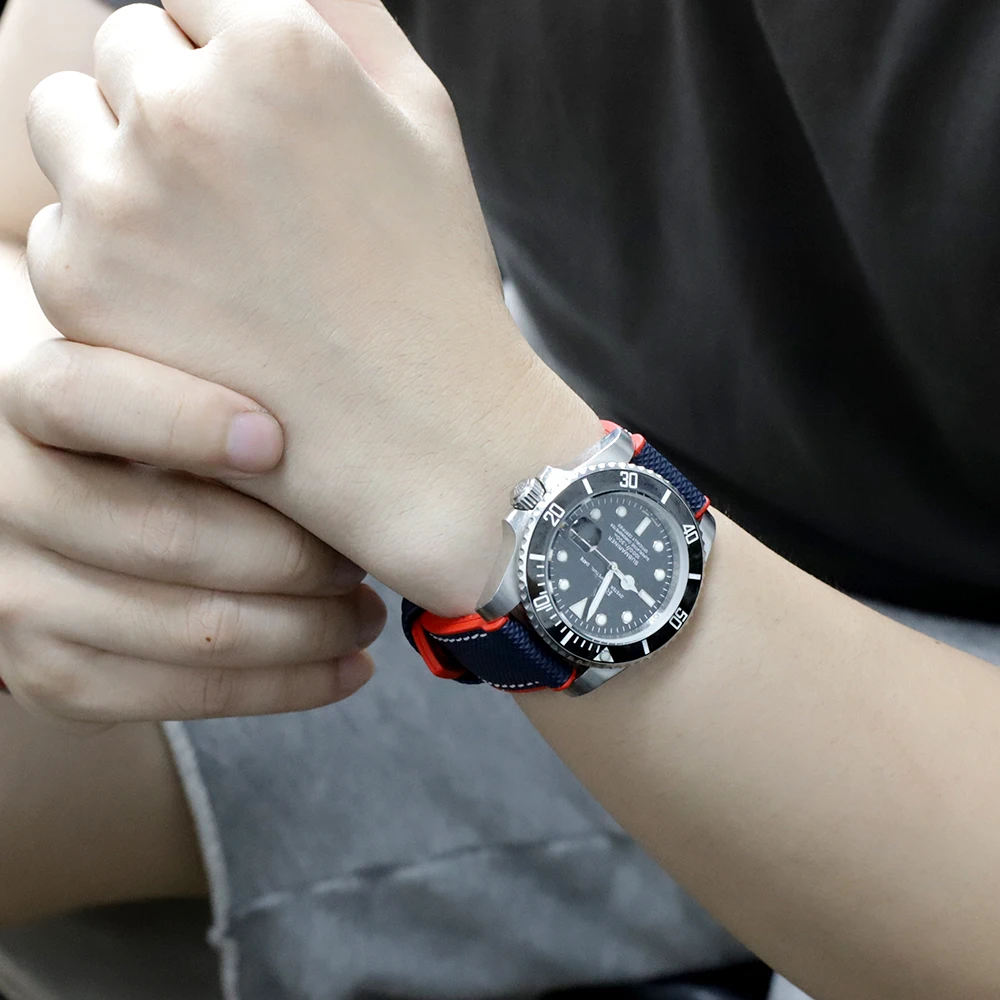 Soft Silicone Rubber and Oxford Fabric Watch Strap 20mm 22mm Men Women Waterproof Breathable Watchbands Watches Accessories