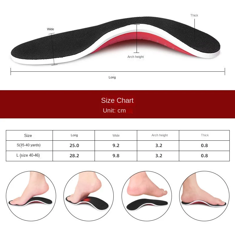 Orthotic Insoles for Sport Breathable Cushion High Arch Support Flatfoot Orthopedic Insoles for Flat Feet X/O Legs Correction