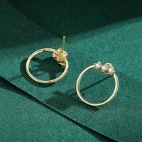 100 s925 sterling silver fashion round simple diamond earrings female net red popular ladies earrings zircon silver jewelry