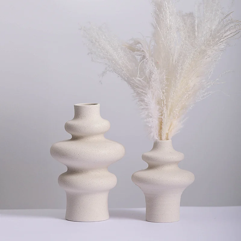 

Vases Ceramic Home Decor Nordic Room Modern Wedding Decoration Accessories Desktop Minimalism for Dried Flower Pampas Grass