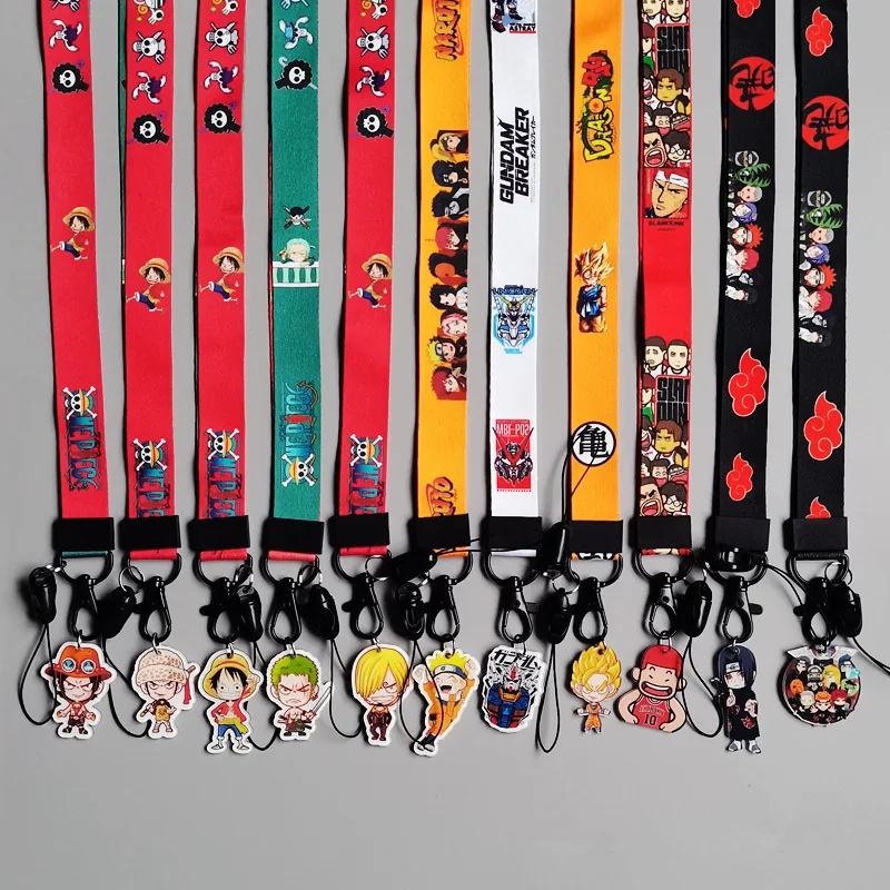 

Anime Naruto Dragon Ball Lanyard Keychains Id Cell Phone Neck Strap Action Figure Toy Kawaii Doll Kids Collection Gift Toys