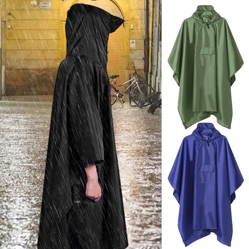 

Пончо с капюшоном для взрослых, водонепроницаемый легкий дождевик унисекс с карманом, для походов, кемпинга, экстренных случаев