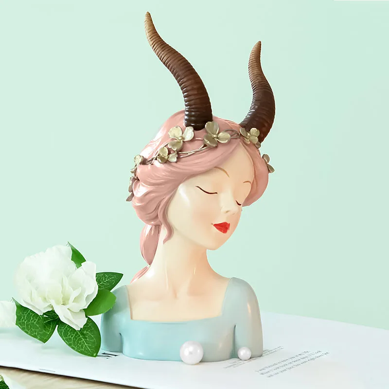 

Nordic Girl Half Body Resin Statues Home Decor People Model Living Room Decoration Accessories Family Figurines Office Ornaments