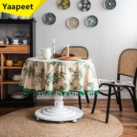 round tablecloth cotton linen rectangular tablecloth kitchen waterproof and oil proof table cloth household coffee table cover