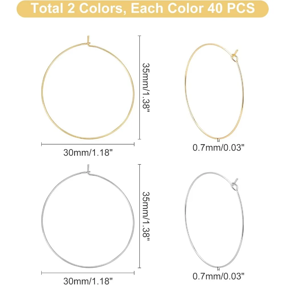 80 шт. 2 цвета серьги-кольца с бисером очаровательное кольцо в виде бокала для вина