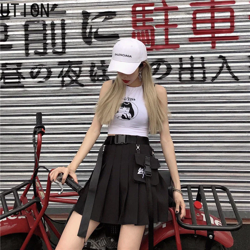 Женские юбки в готическом стиле Харадзюку повседневные стильные красные