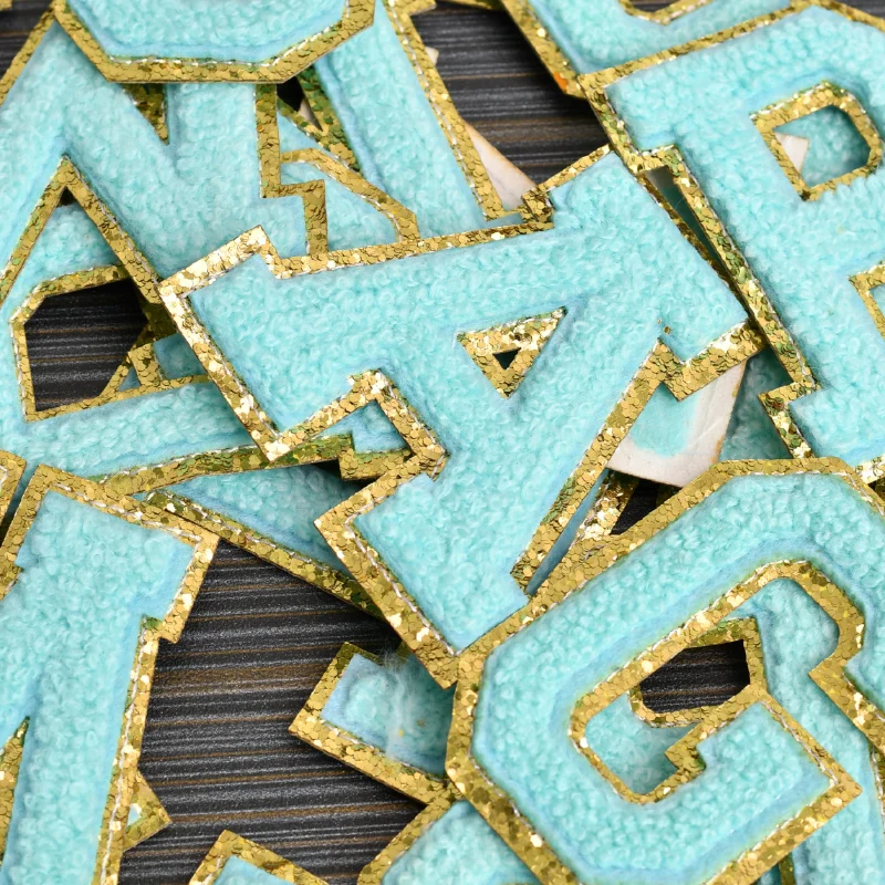 1pc 2.5in chenille letter patches Glitter Alphabet Varsity Patches DIY Custom Name Iron on Cosmetic Pouch |